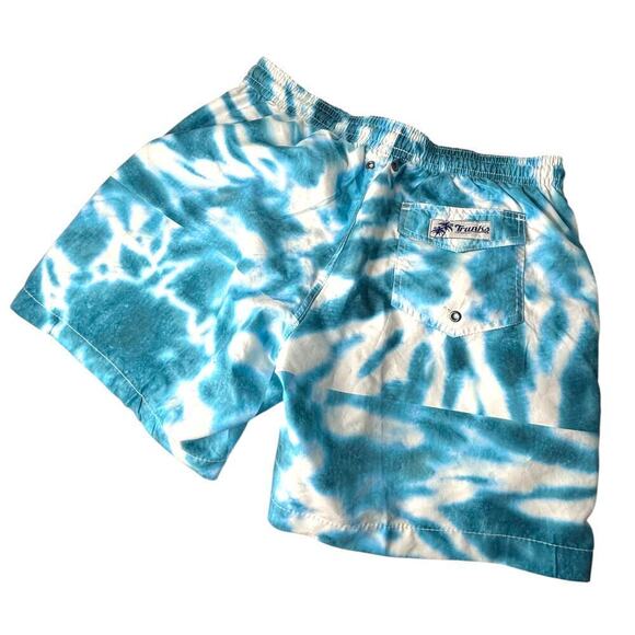 Trunks Surf & Swim Co. Tie Dye Swim Trunks Blue White Size Large - Picture 2 of 5